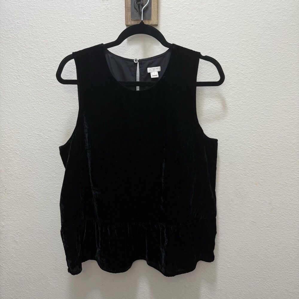 J.Crew Black Velvet Peplum Tank Romantic Whimsigoth Top Sz 12 perfect Condition